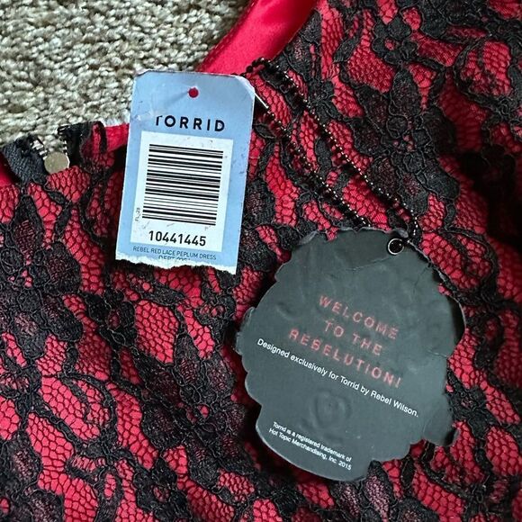Torrid X Rebel Wilson Dress New Lace Black Red Womens Size 24 No Belt - Picture 9 of 11